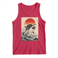 Black Cat Hunting Shark Ukiyo e Ocean Art Tank Top Funny Japanese Style Graphic