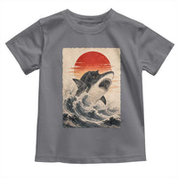 Black Cat Hunting Shark Ukiyo e Ocean Art Toddler T Shirt Funny Japanese Style Graphic