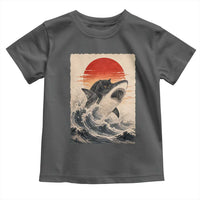 Black Cat Hunting Shark Ukiyo e Ocean Art Toddler T Shirt Funny Japanese Style Graphic