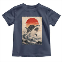 Black Cat Hunting Shark Ukiyo e Ocean Art Toddler T Shirt Funny Japanese Style Graphic