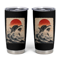 Black Cat Hunting Shark Ukiyo e Ocean Art Tumbler Cup Funny Japanese Style Graphic