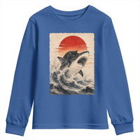 Black Cat Hunting Shark Ukiyo e Ocean Art Youth Sweatshirt Funny Japanese Style Graphic