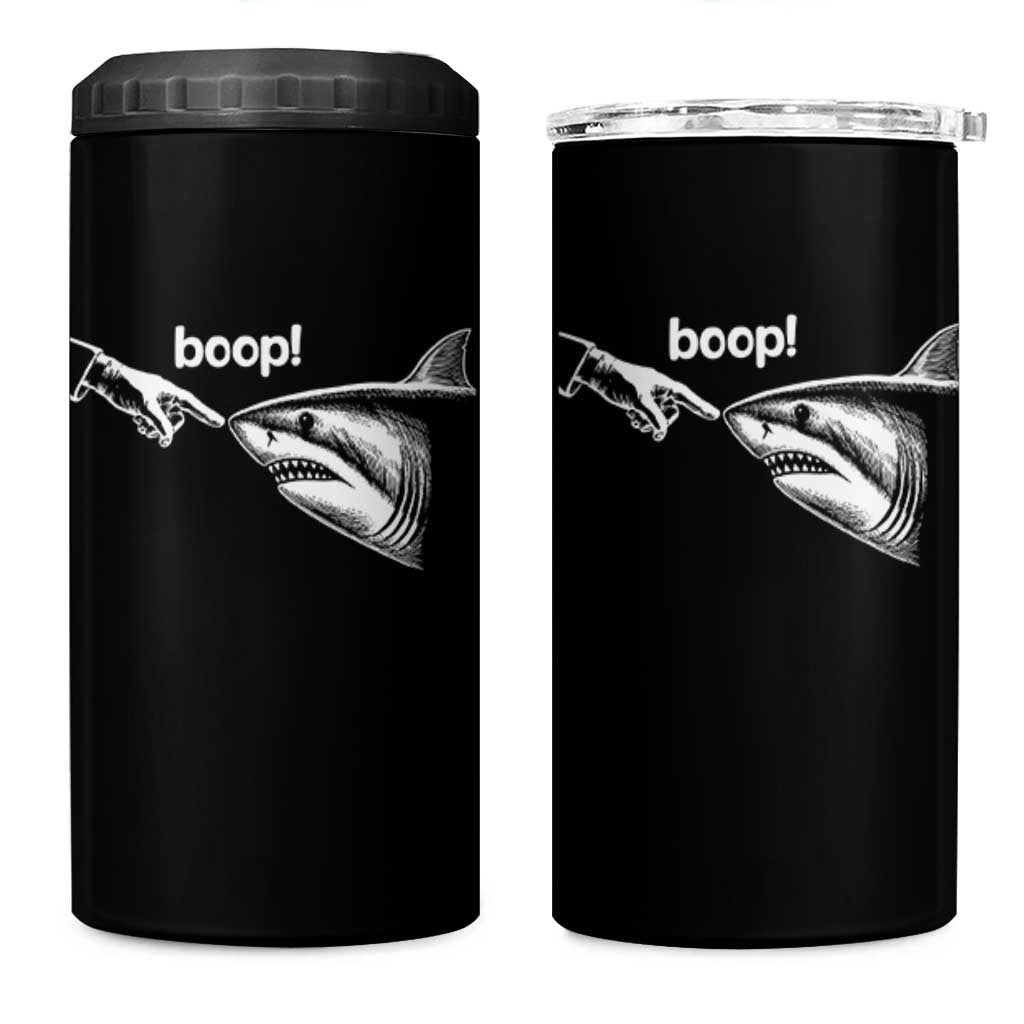 Boop Shark Meme 4 in 1 Can Cooler Tumbler Funny Nose Touch Shark Lovers Ocean Life