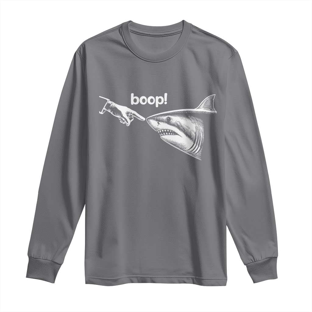 Boop Shark Meme Long Sleeve Shirt Funny Nose Touch Shark Lovers Ocean Life