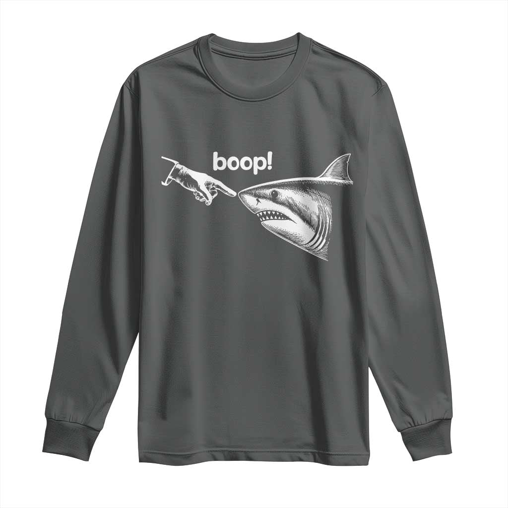 Boop Shark Meme Long Sleeve Shirt Funny Nose Touch Shark Lovers Ocean Life