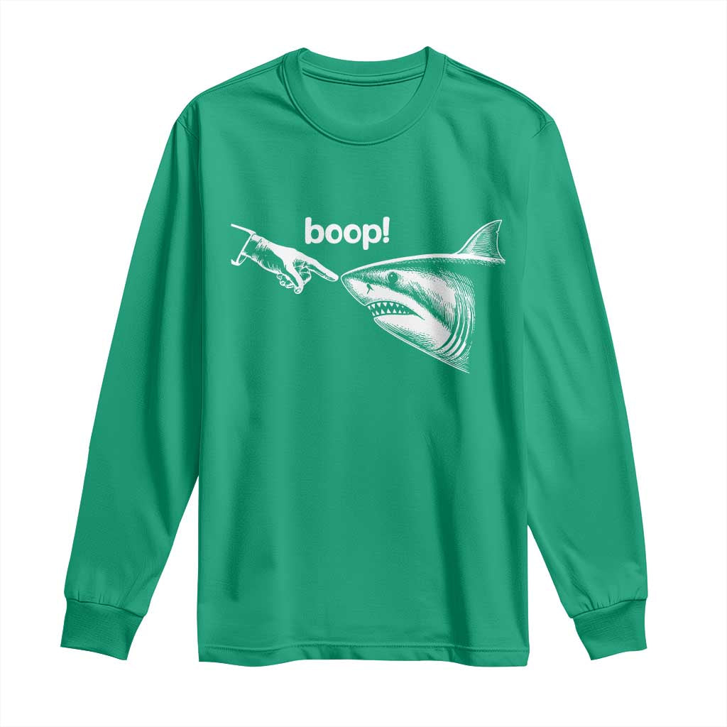 Boop Shark Meme Long Sleeve Shirt Funny Nose Touch Shark Lovers Ocean Life