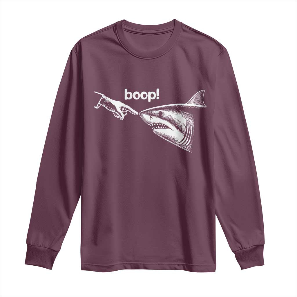 Boop Shark Meme Long Sleeve Shirt Funny Nose Touch Shark Lovers Ocean Life