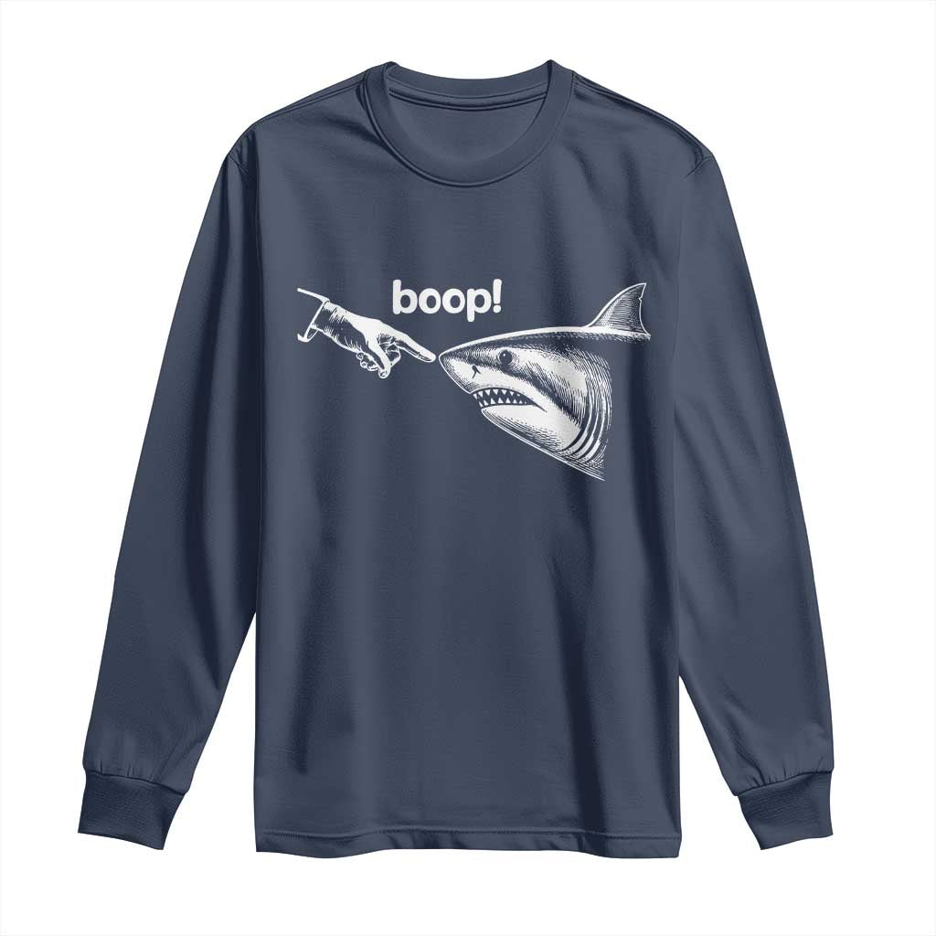 Boop Shark Meme Long Sleeve Shirt Funny Nose Touch Shark Lovers Ocean Life