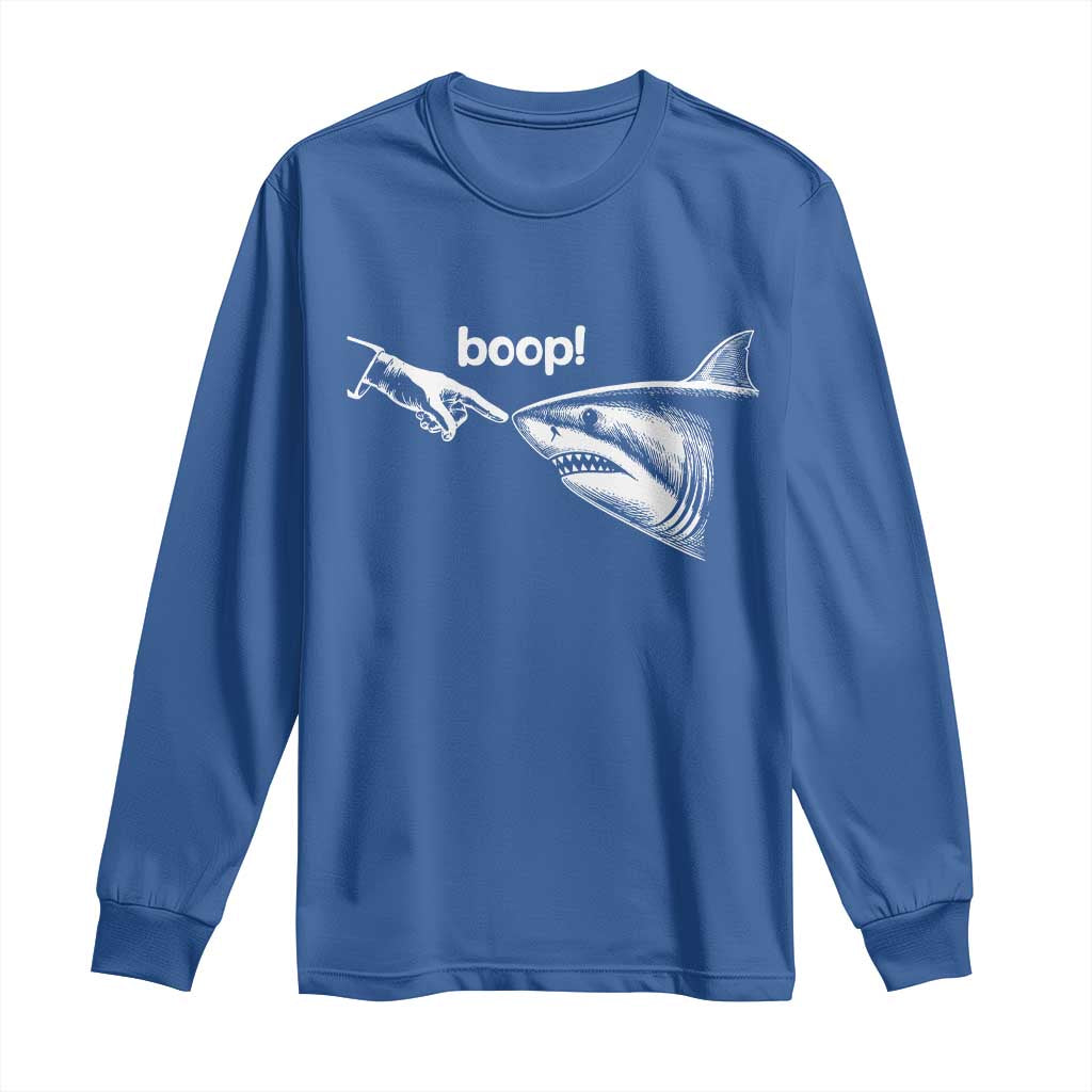 Boop Shark Meme Long Sleeve Shirt Funny Nose Touch Shark Lovers Ocean Life