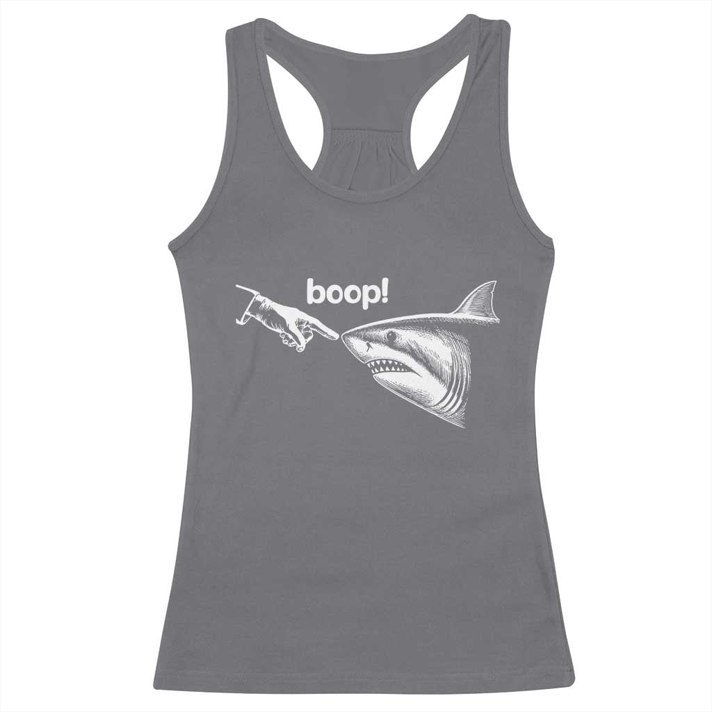 Boop Shark Meme Racerback Tank Top Funny Nose Touch Shark Lovers Ocean Life