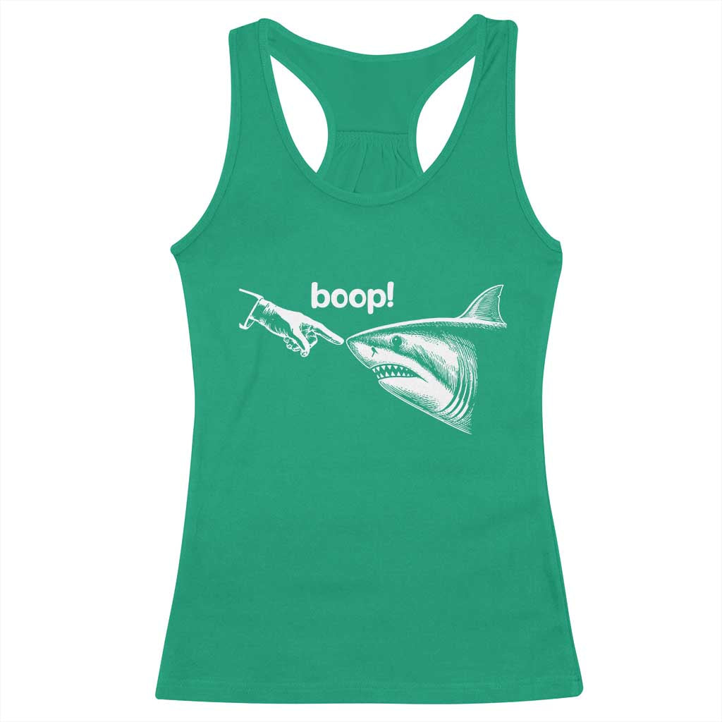 Boop Shark Meme Racerback Tank Top Funny Nose Touch Shark Lovers Ocean Life