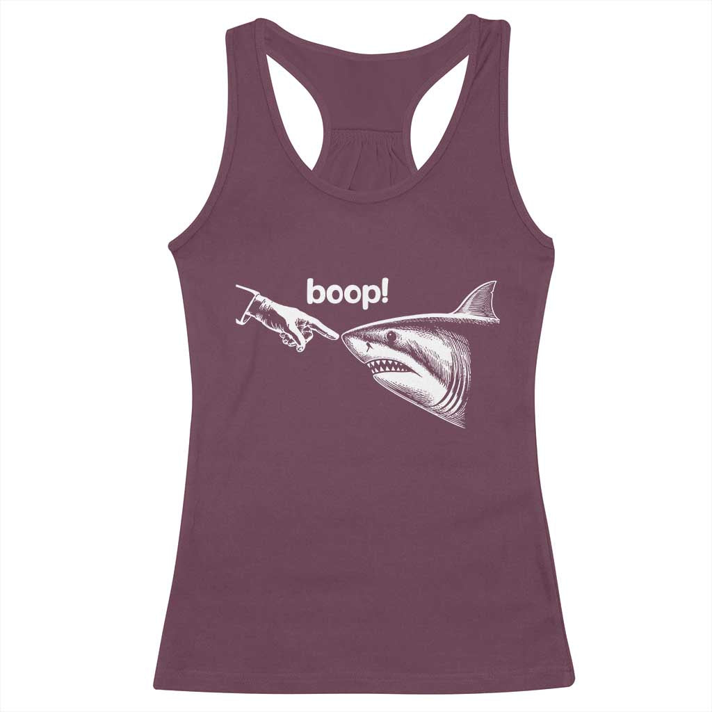 Boop Shark Meme Racerback Tank Top Funny Nose Touch Shark Lovers Ocean Life