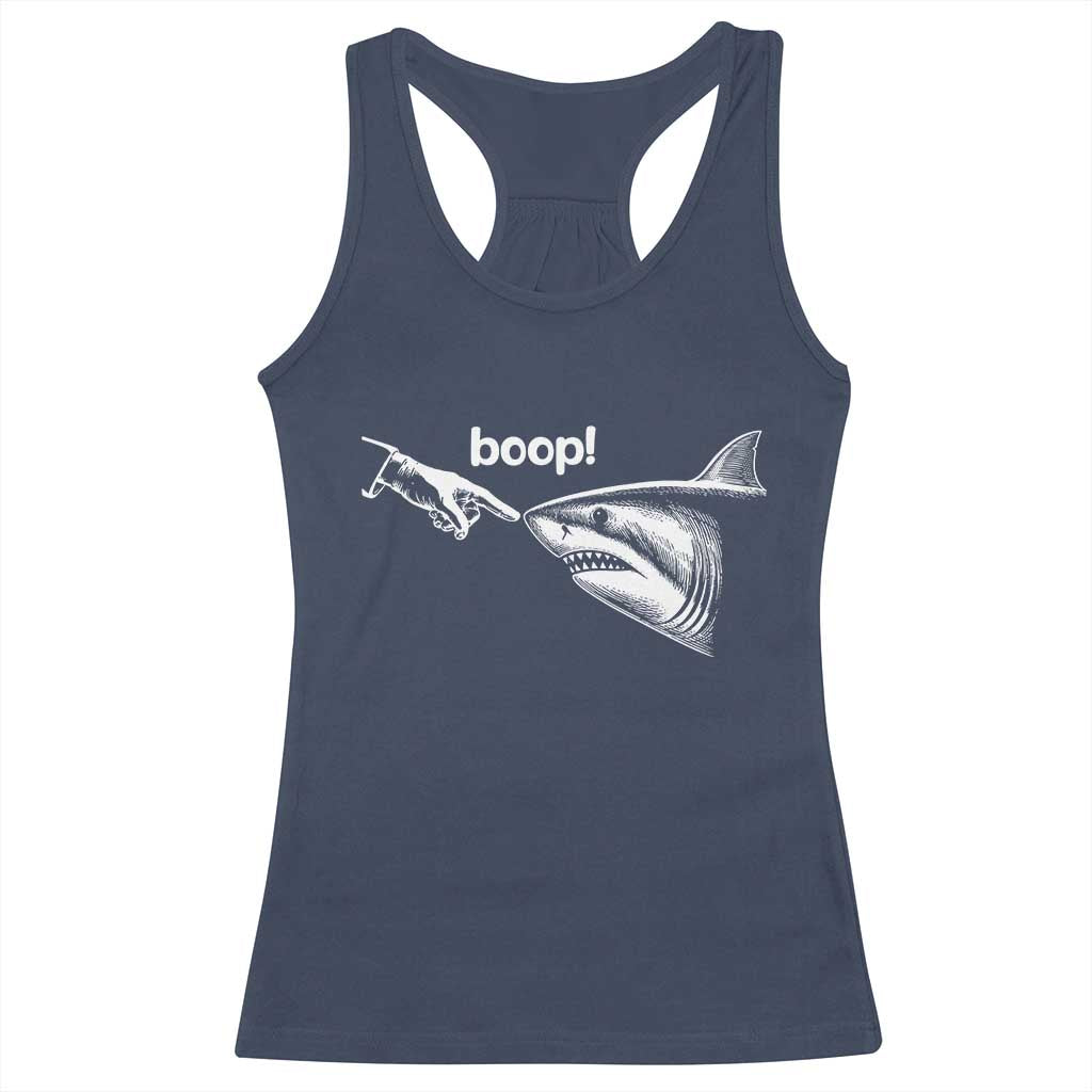Boop Shark Meme Racerback Tank Top Funny Nose Touch Shark Lovers Ocean Life