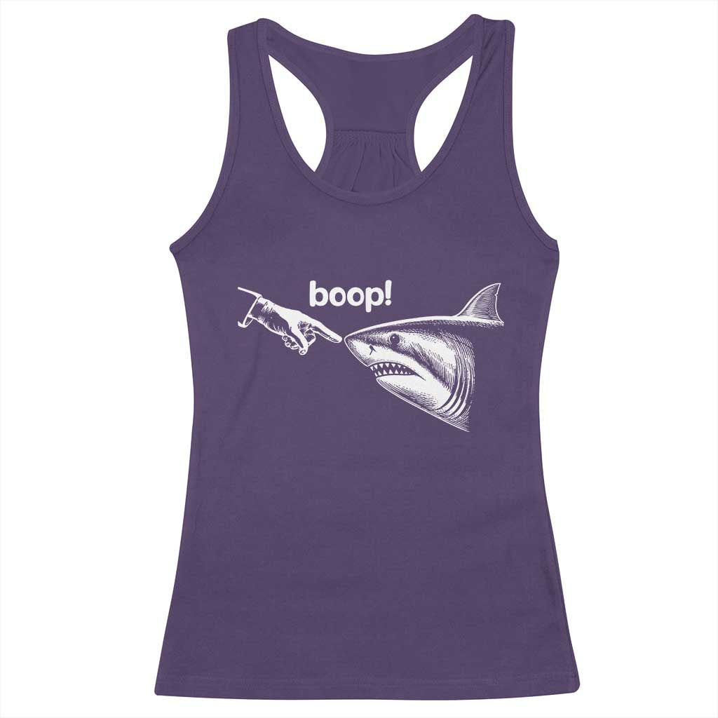 Boop Shark Meme Racerback Tank Top Funny Nose Touch Shark Lovers Ocean Life