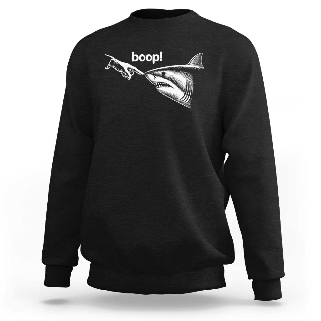 Boop Shark Meme Sweatshirt Funny Nose Touch Shark Lovers Ocean Life