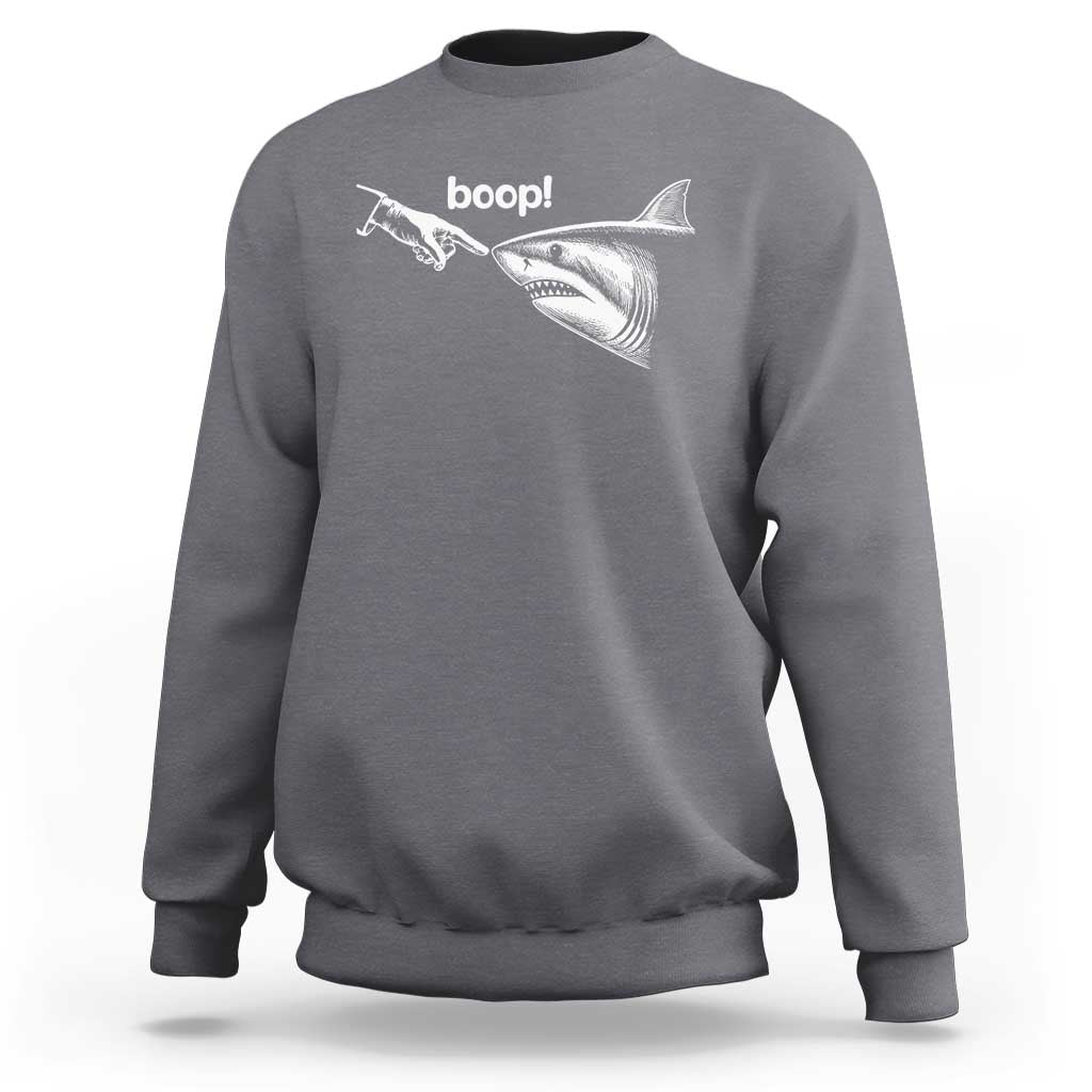 Boop Shark Meme Sweatshirt Funny Nose Touch Shark Lovers Ocean Life