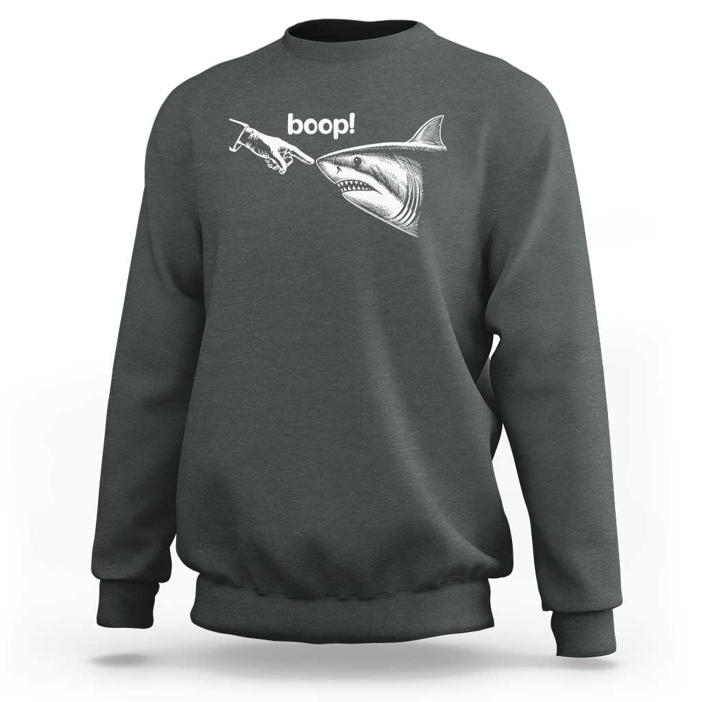 Boop Shark Meme Sweatshirt Funny Nose Touch Shark Lovers Ocean Life