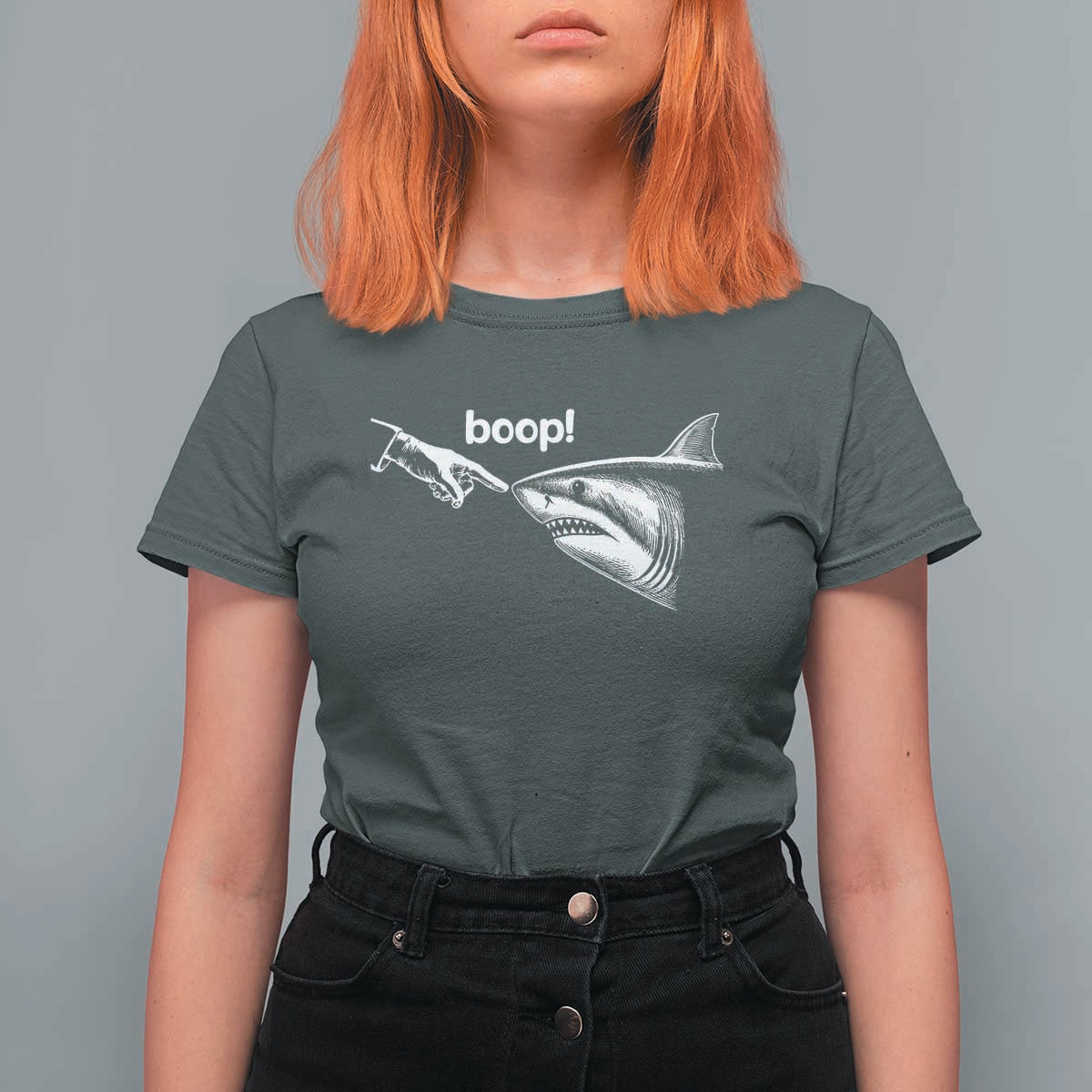 Boop Shark Meme T Shirt For Women Funny Nose Touch Shark Lovers Ocean Life