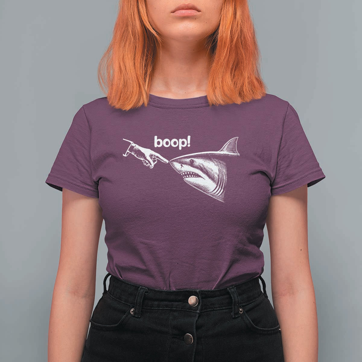Boop Shark Meme T Shirt For Women Funny Nose Touch Shark Lovers Ocean Life