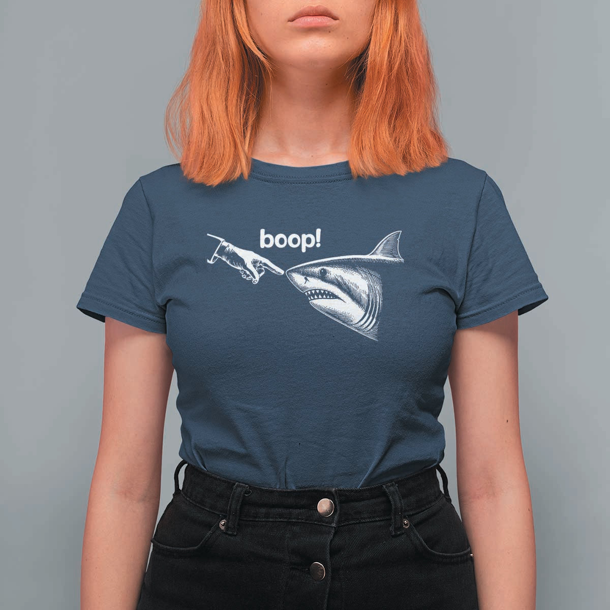 Boop Shark Meme T Shirt For Women Funny Nose Touch Shark Lovers Ocean Life