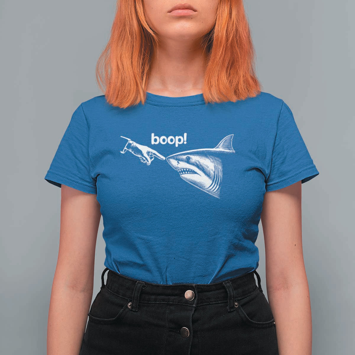 Boop Shark Meme T Shirt For Women Funny Nose Touch Shark Lovers Ocean Life