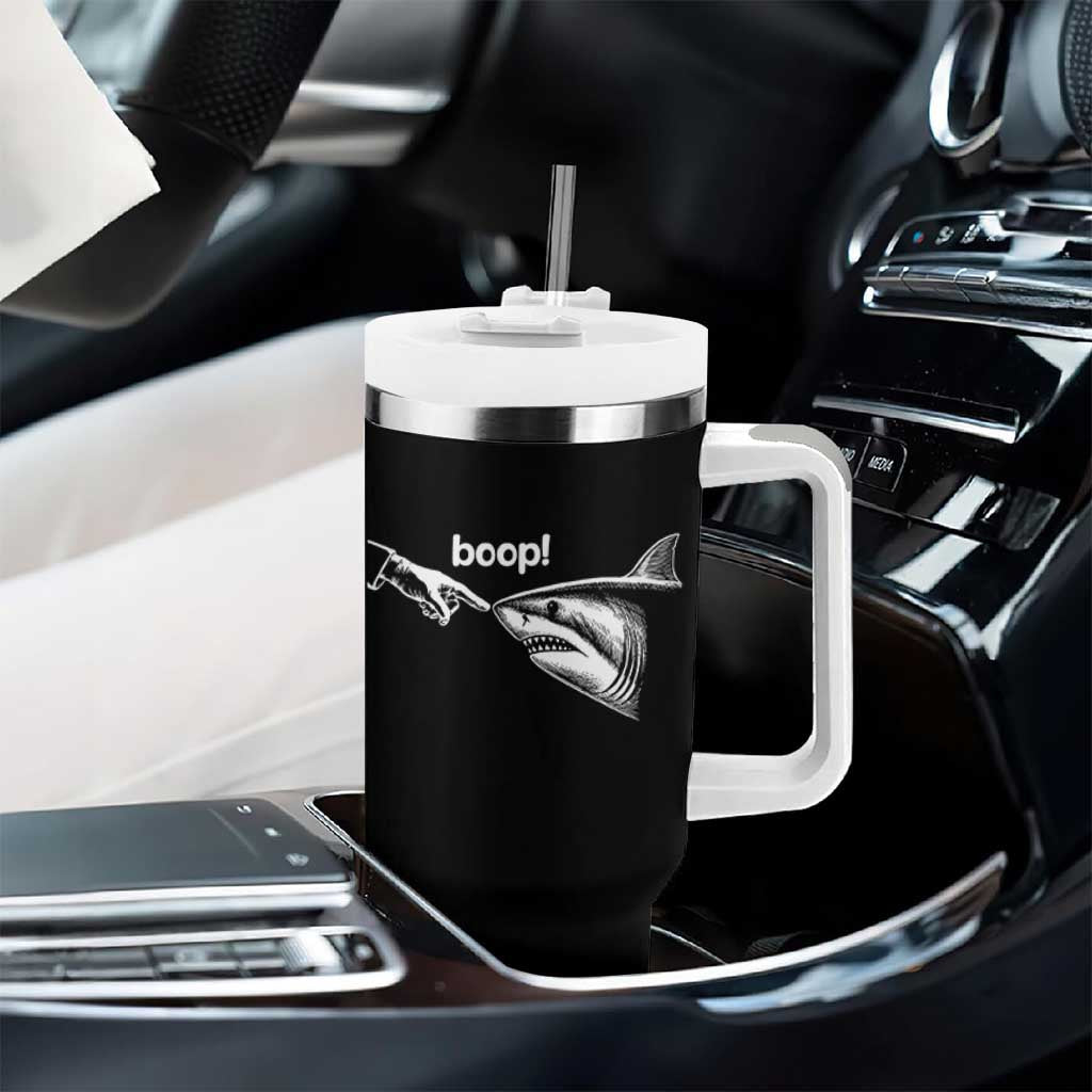Boop Shark Meme Tumbler With Handle Funny Nose Touch Shark Lovers Ocean Life
