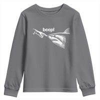 Boop Shark Meme Youth Sweatshirt Funny Nose Touch Shark Lovers Ocean Life