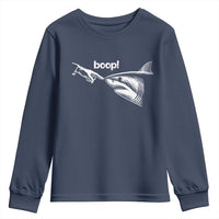 Boop Shark Meme Youth Sweatshirt Funny Nose Touch Shark Lovers Ocean Life