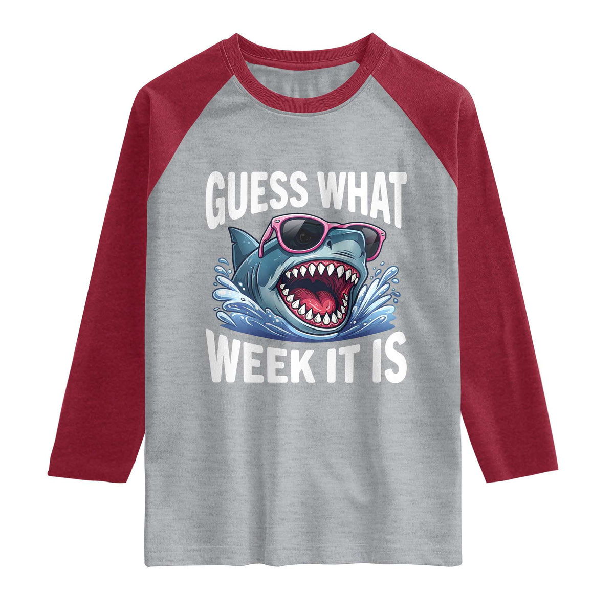 Funny Shark Guess What Week It Is Raglan Shirt Shark Awareness Support Ocean Summer