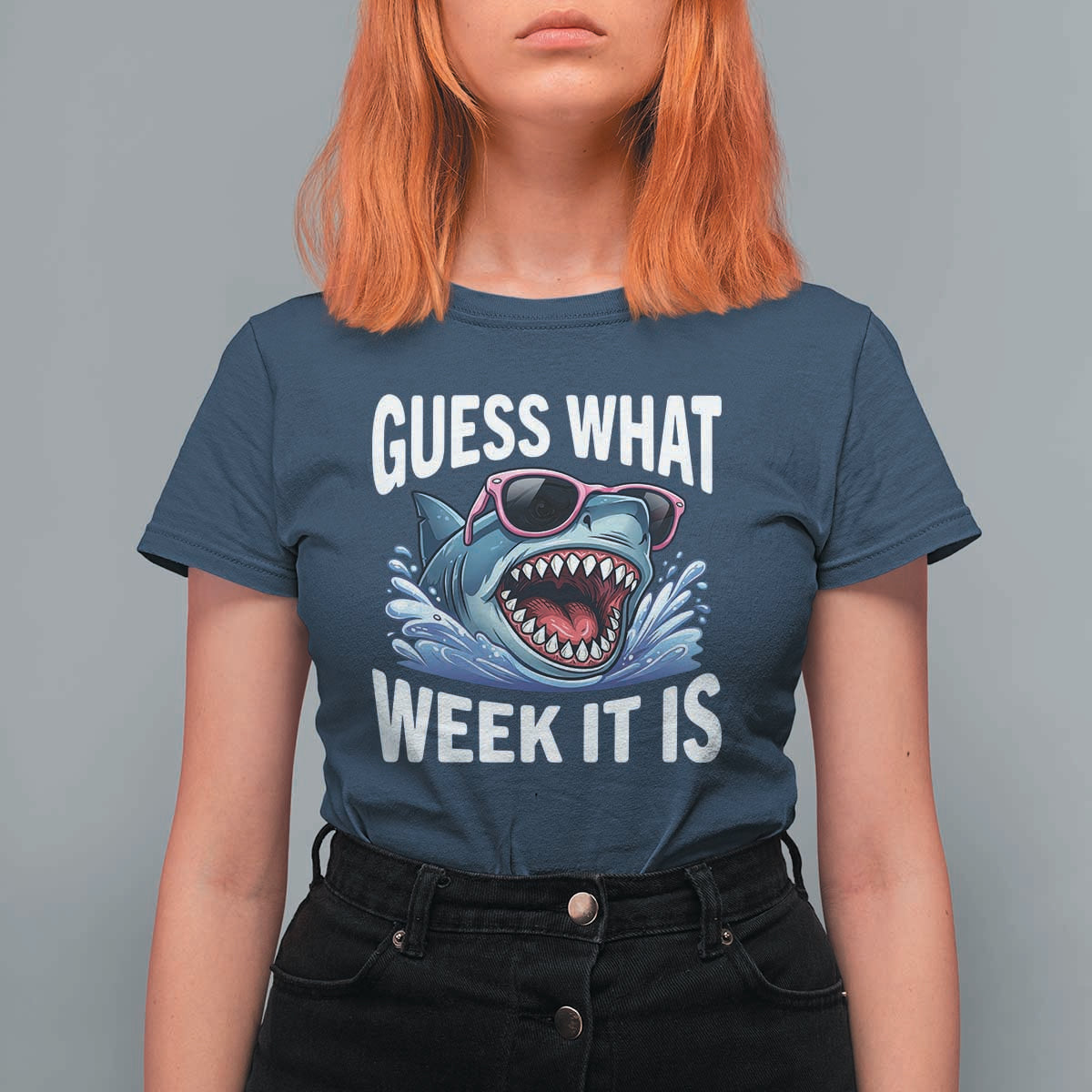 Funny Shark Guess What Week It Is T Shirt For Women Shark Awareness Support Ocean Summer