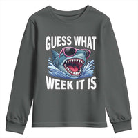 Funny Shark Guess What Week It Is Youth Sweatshirt Shark Awareness Support Ocean Summer