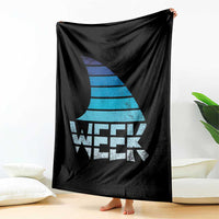 Funny Shark Fin Week Retro Ocean Wildlife Vintage Throw Blanket