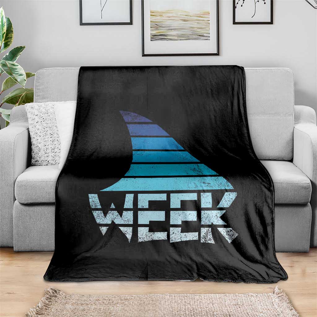 Funny Shark Fin Week Retro Ocean Wildlife Vintage Throw Blanket