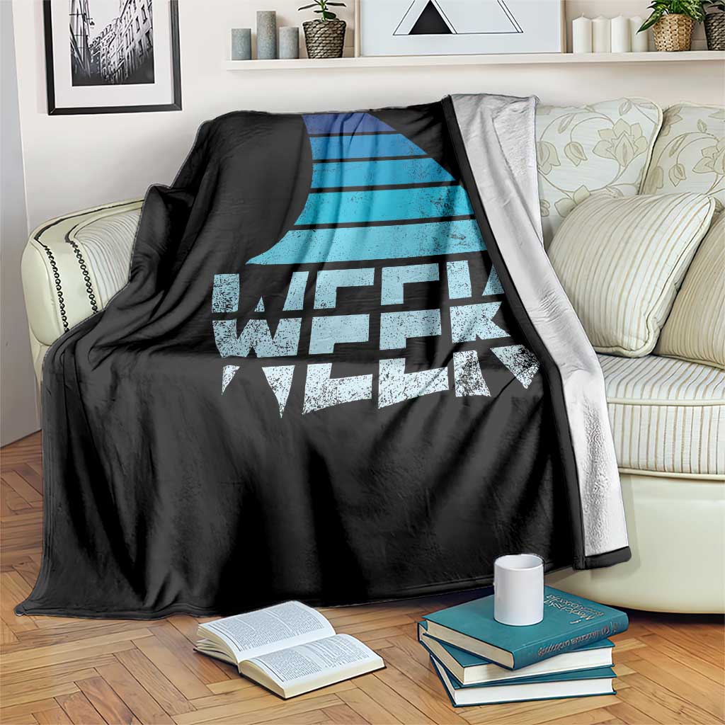 Funny Shark Fin Week Retro Ocean Wildlife Vintage Throw Blanket