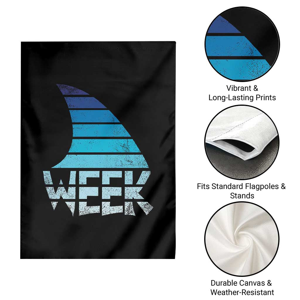 Funny Shark Fin Week Retro Ocean Wildlife Vintage Garden Flag