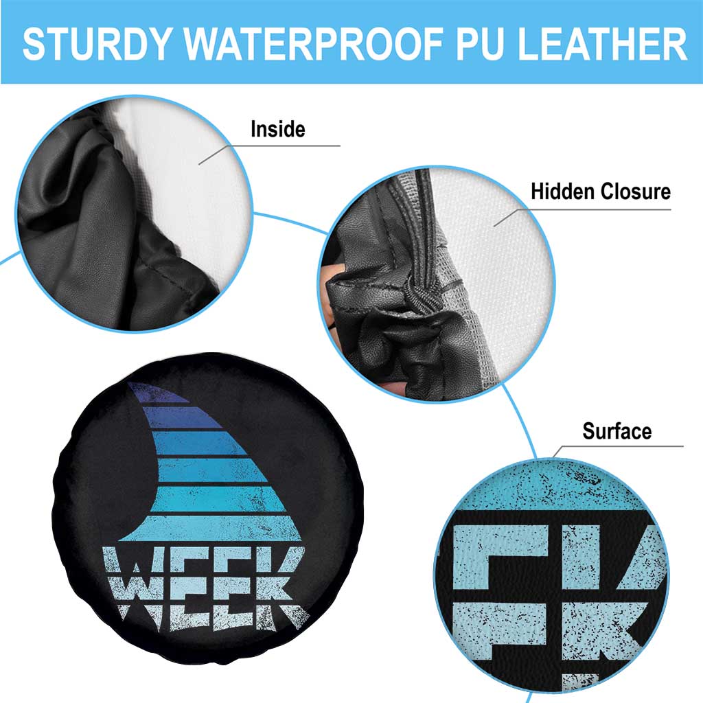 Funny Shark Fin Week Retro Ocean Wildlife Vintage Spare Tire Cover