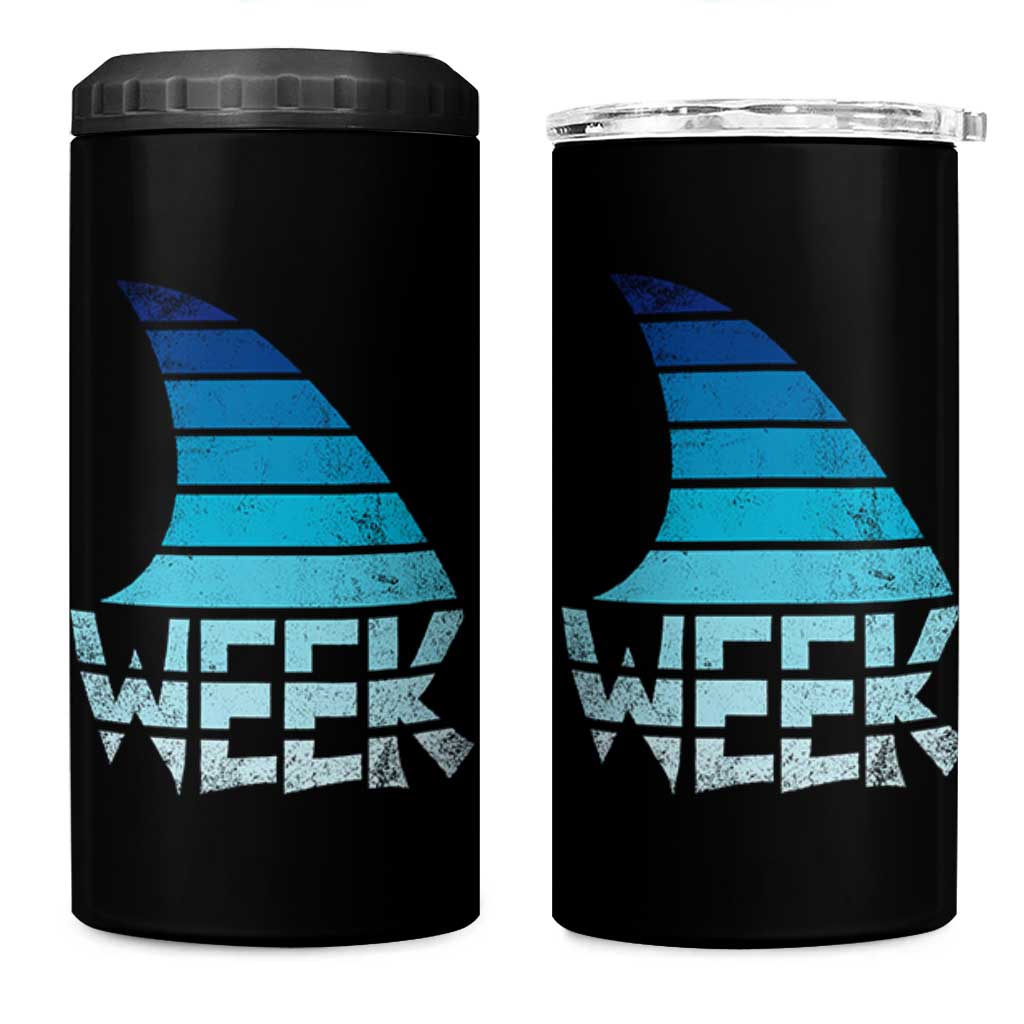 Funny Shark Fin Week Retro Ocean Wildlife Vintage 4 in 1 Can Cooler Tumbler
