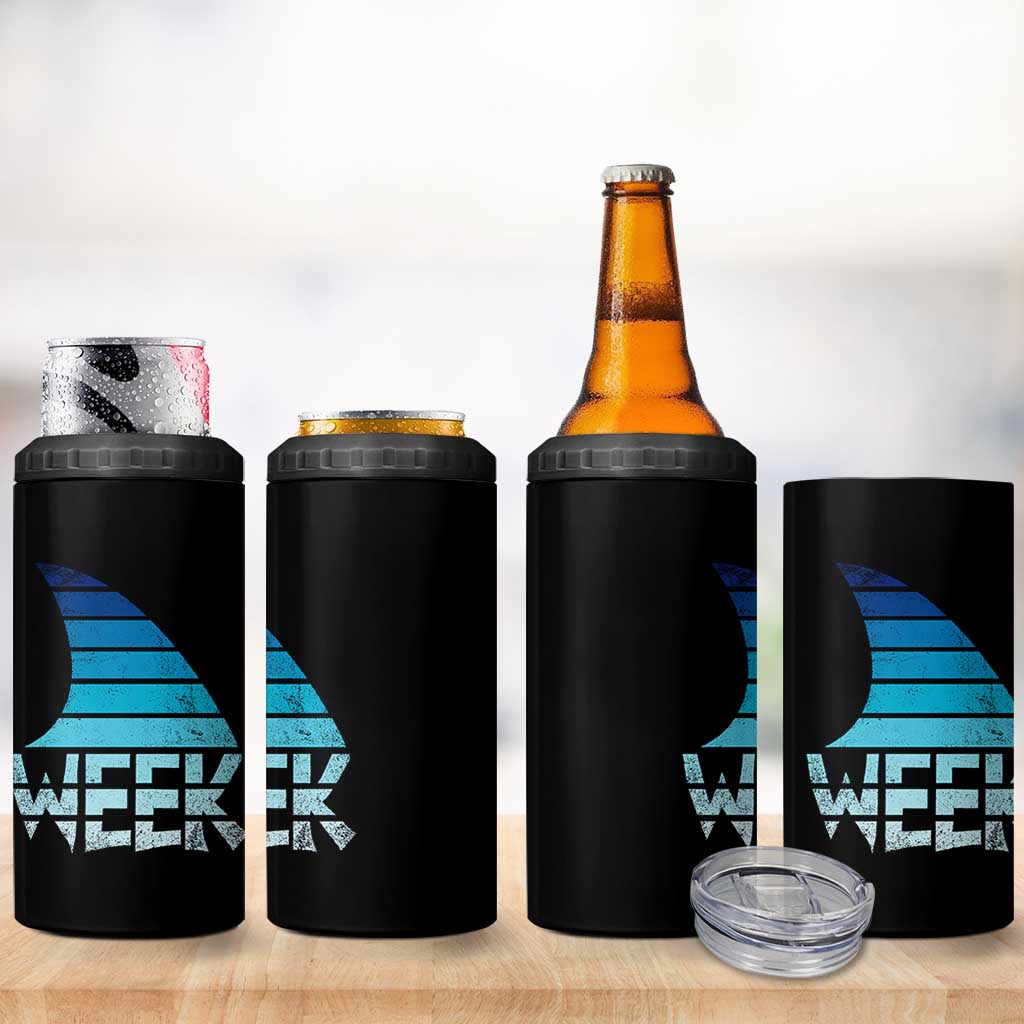 Funny Shark Fin Week Retro Ocean Wildlife Vintage 4 in 1 Can Cooler Tumbler