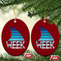Funny Shark Fin Week Retro Ocean Wildlife Vintage Ceramic Ornament