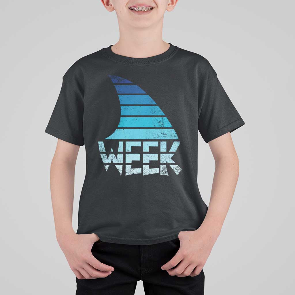 Funny Shark Fin Week Retro Ocean Wildlife Vintage T Shirt For Kid