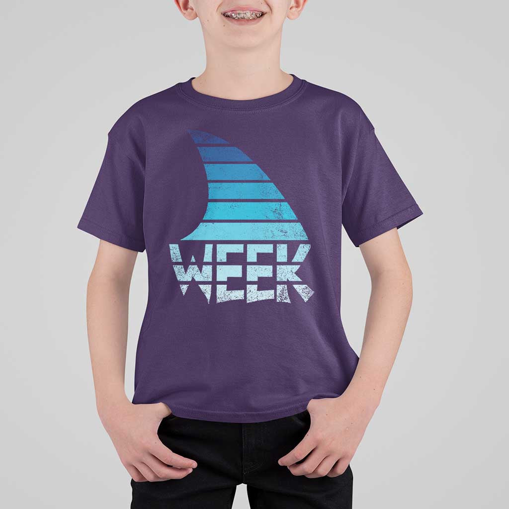Funny Shark Fin Week Retro Ocean Wildlife Vintage T Shirt For Kid