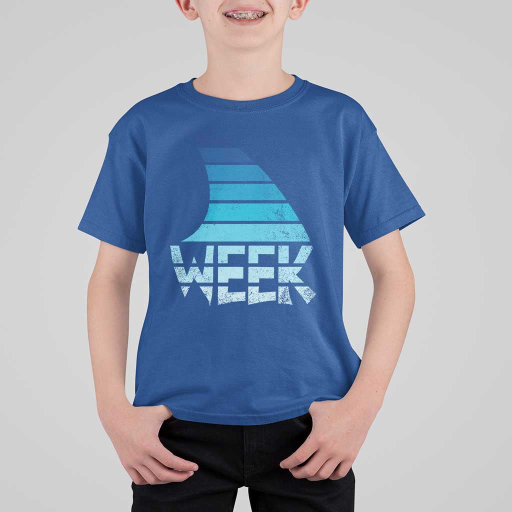 Funny Shark Fin Week Retro Ocean Wildlife Vintage T Shirt For Kid