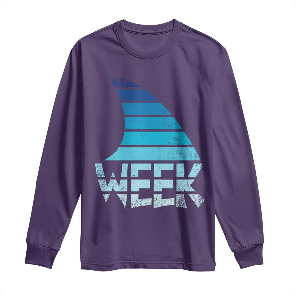 Funny Shark Fin Week Retro Ocean Wildlife Vintage Long Sleeve Shirt