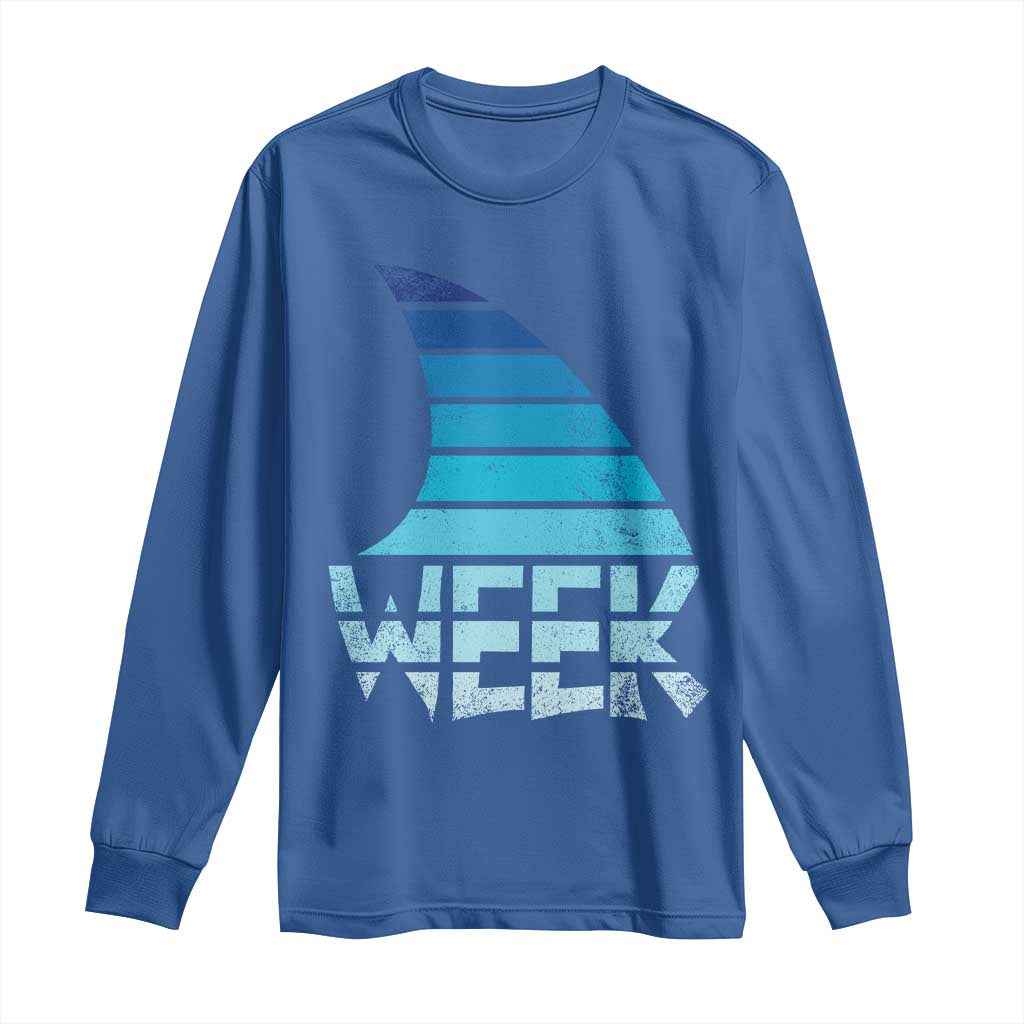 Funny Shark Fin Week Retro Ocean Wildlife Vintage Long Sleeve Shirt