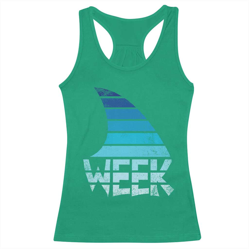Funny Shark Fin Week Retro Ocean Wildlife Vintage Racerback Tank Top