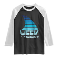 Funny Shark Fin Week Retro Ocean Wildlife Vintage Raglan Shirt