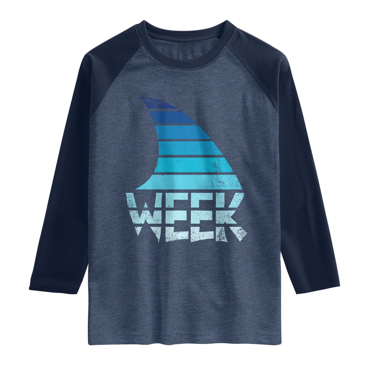 Funny Shark Fin Week Retro Ocean Wildlife Vintage Raglan Shirt