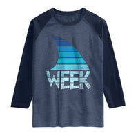 Funny Shark Fin Week Retro Ocean Wildlife Vintage Raglan Shirt