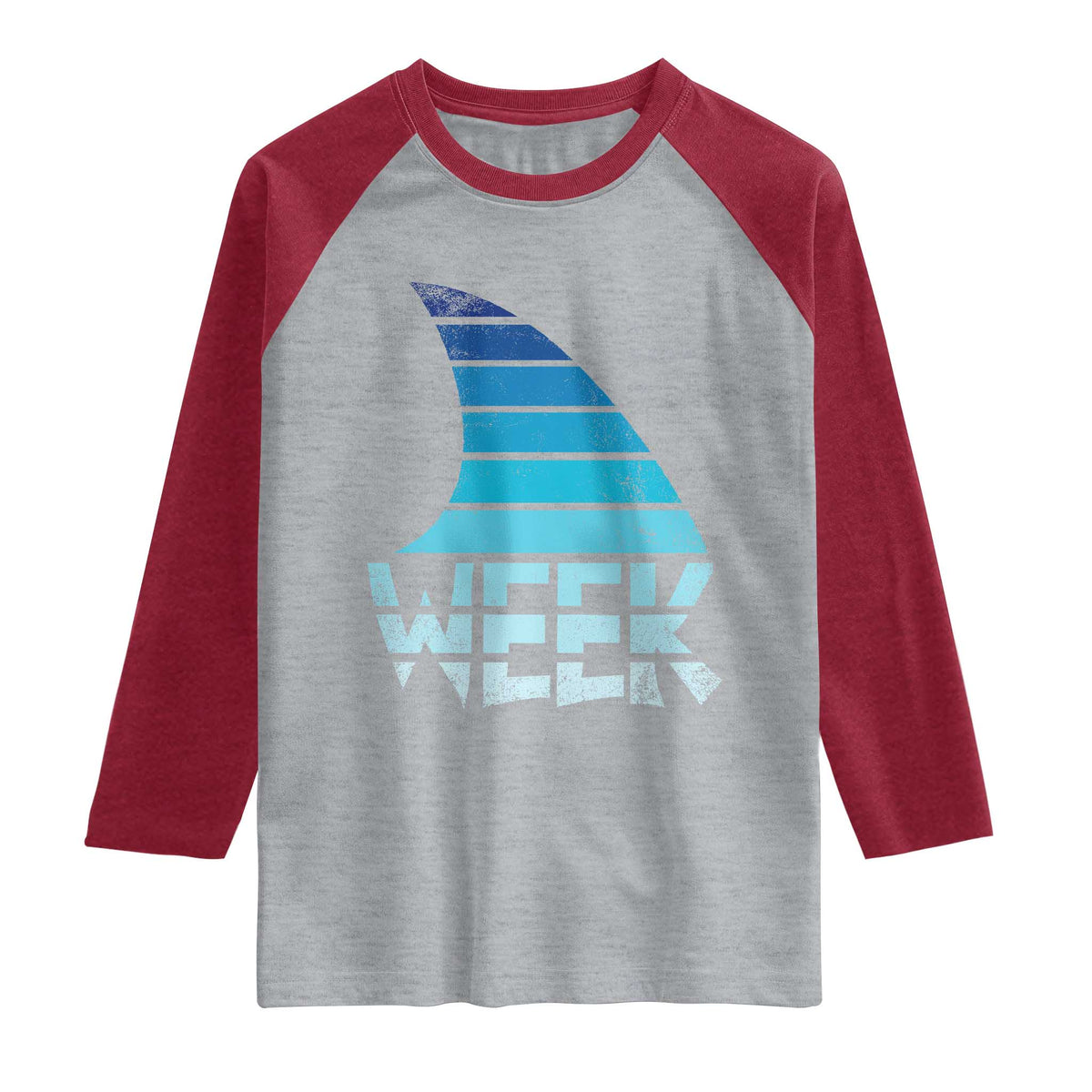 Funny Shark Fin Week Retro Ocean Wildlife Vintage Raglan Shirt