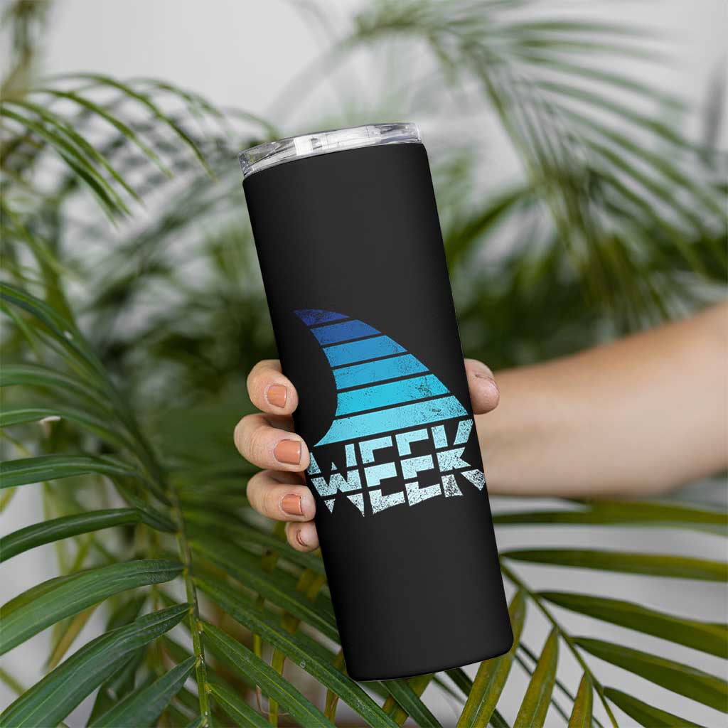 Funny Shark Fin Week Retro Ocean Wildlife Vintage Skinny Tumbler